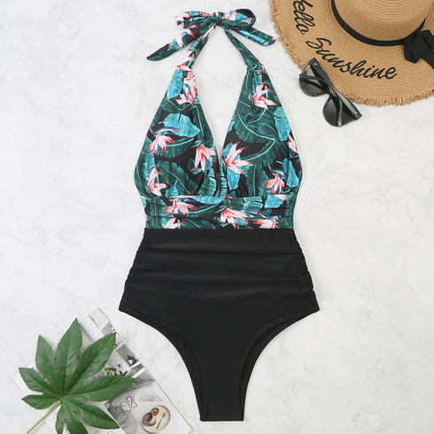 One-piece Halter Matching Belly Bikini Women - ROUTINE FASHION